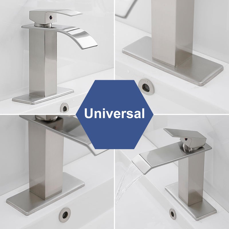 BWE 6â€ Faucet Cover Escutcheon Brushed Nickel Stainless Steel Deck Plate for Bathroom Sink 1 Hole or 4 Inch 3 Holes Centerset Sink Modern Rectangular Vanity Basin Sink Hole Cover Cap - Image 5